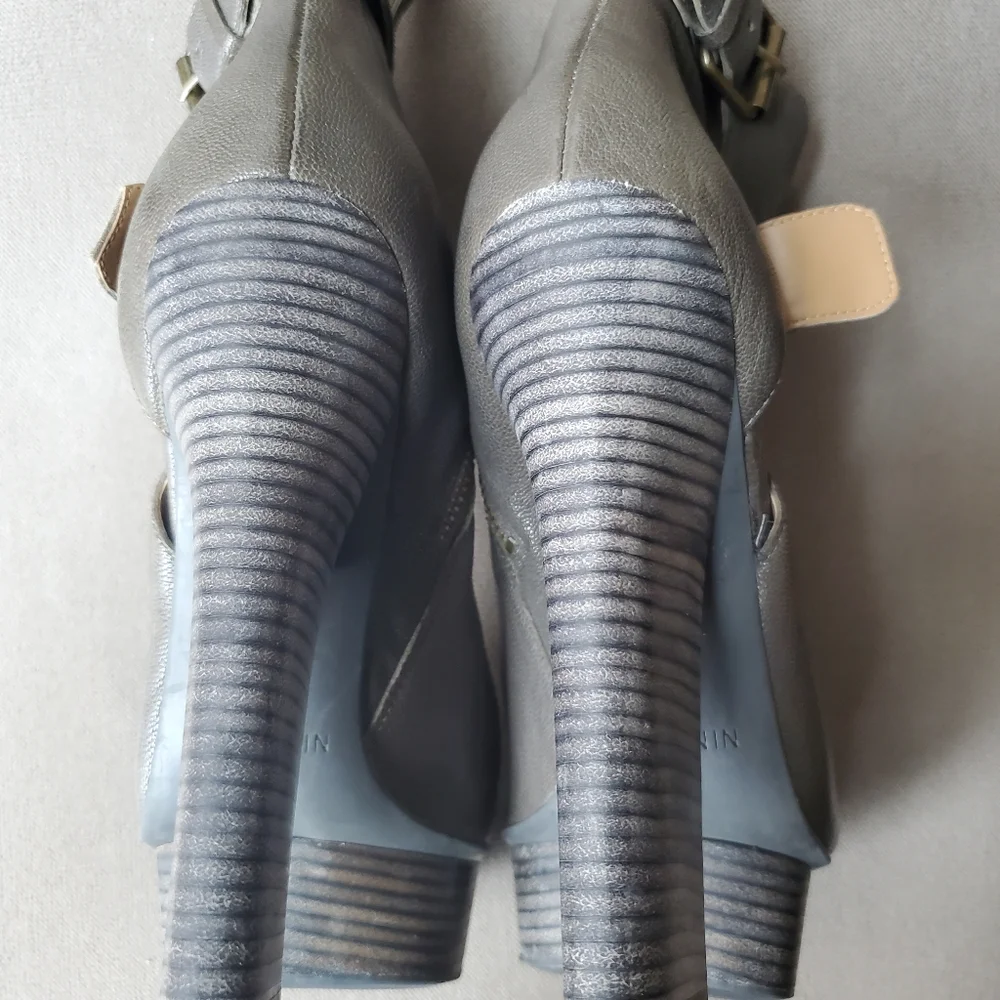 Dark Grey Leather Platforms